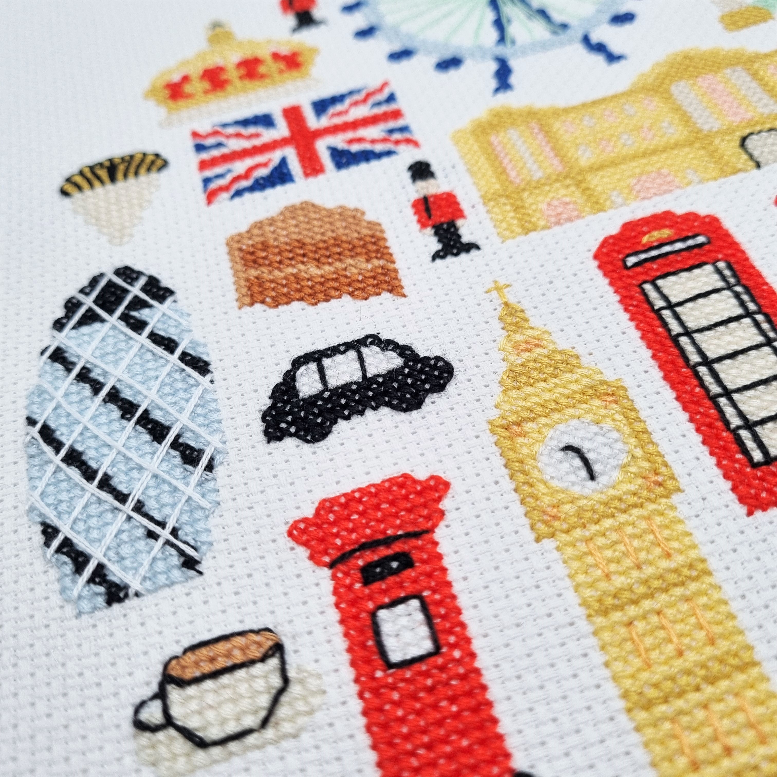 British Sampler Cross Stitch Kit for Beginners Modern London Landmark UK Big Ben Embroidery Craft Sewing Kit for Adults