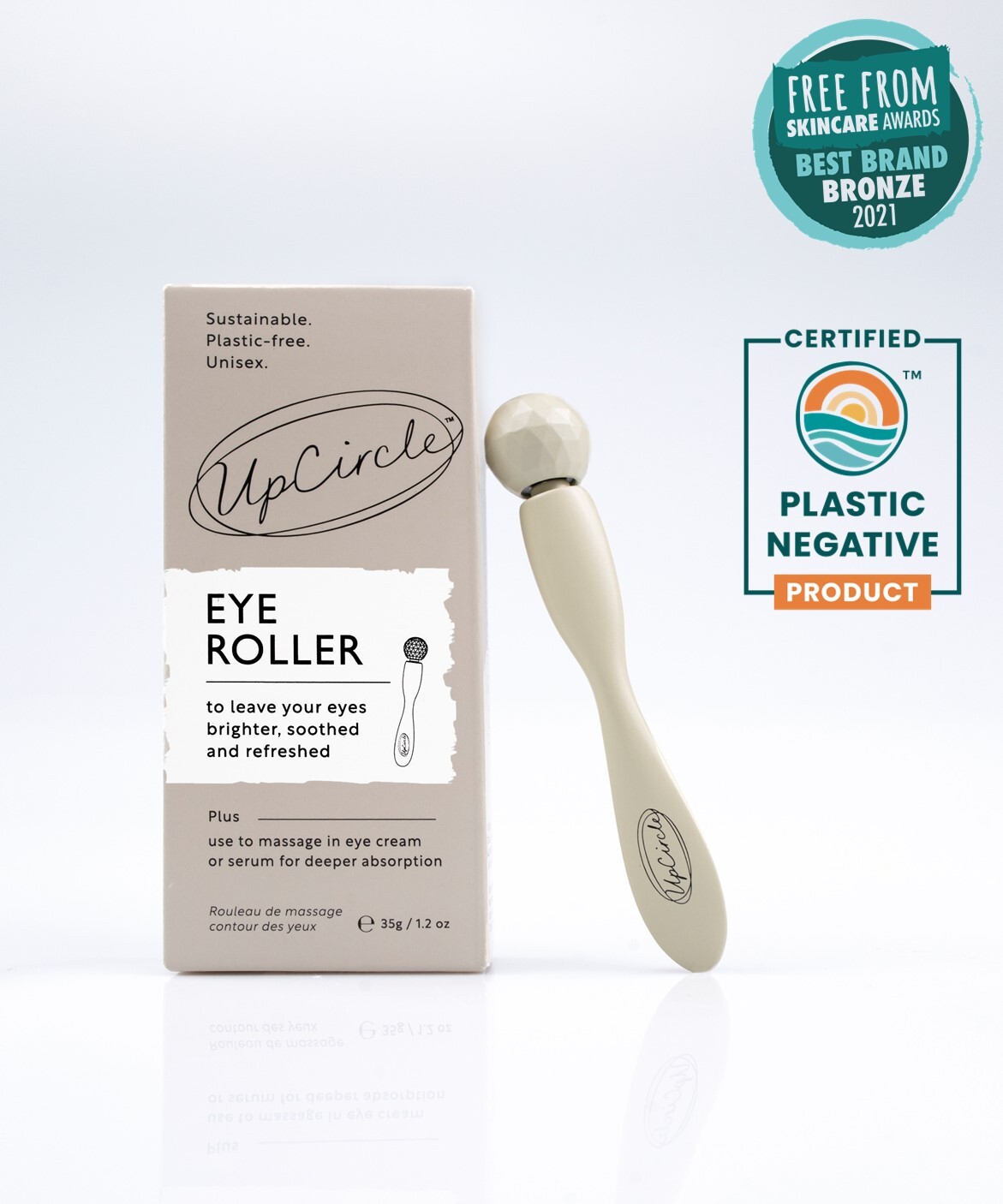 Plastic Free Eco Eye Roller for dark circles + puffy eyes CREOATE