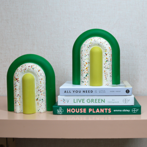 pair of handmade bookends terrazzo