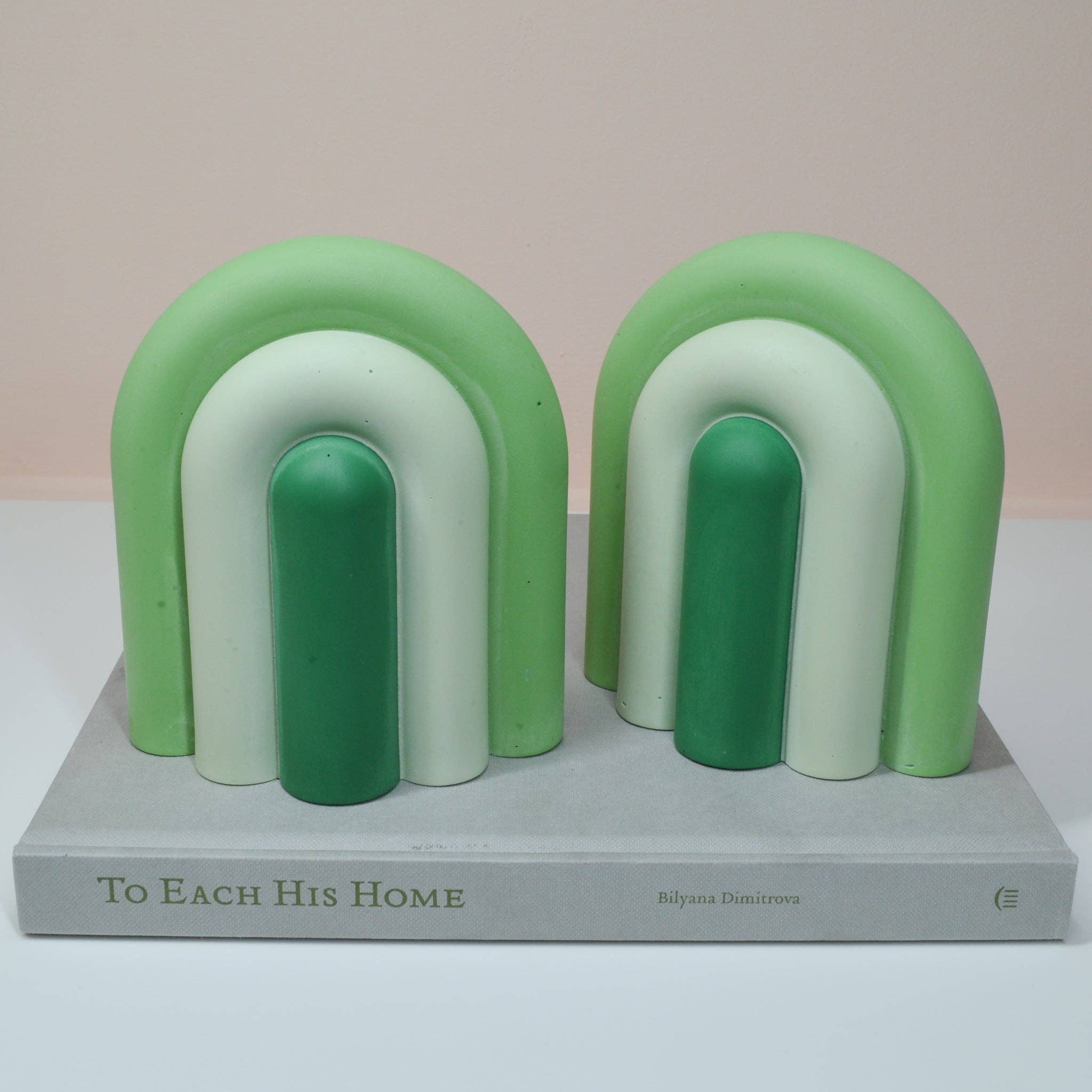 Arch Bookend Pair - Green Ombré 4 Arch Bookend Pair - Green Ombré
