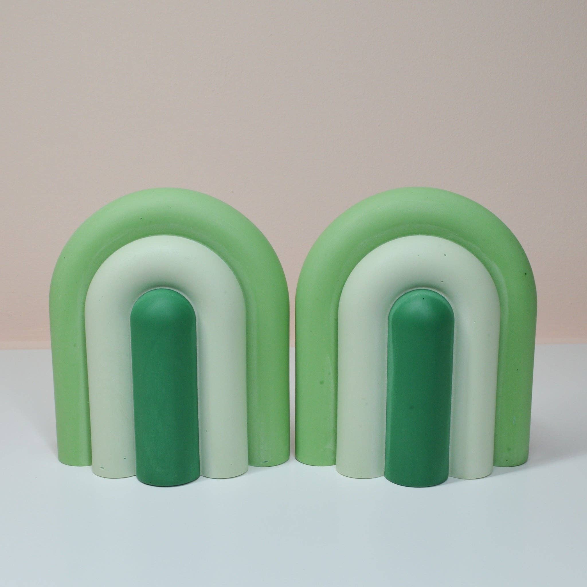 Arch Bookend Pair - Green Ombré 1 Arch Bookend Pair - Green Ombré