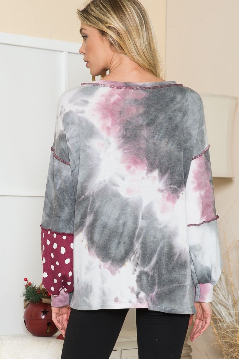 CT43734E - GREY BURGUNDY POLKA - 8