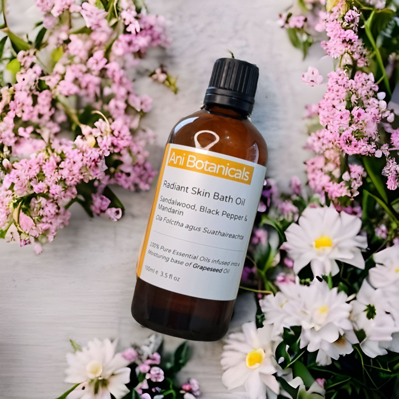 radiantskinbathoilmassagebyanibotanicals3 Radiant Skin - Bath and Massage Oil - Sandalwood, Black Pepper and Mandarin
