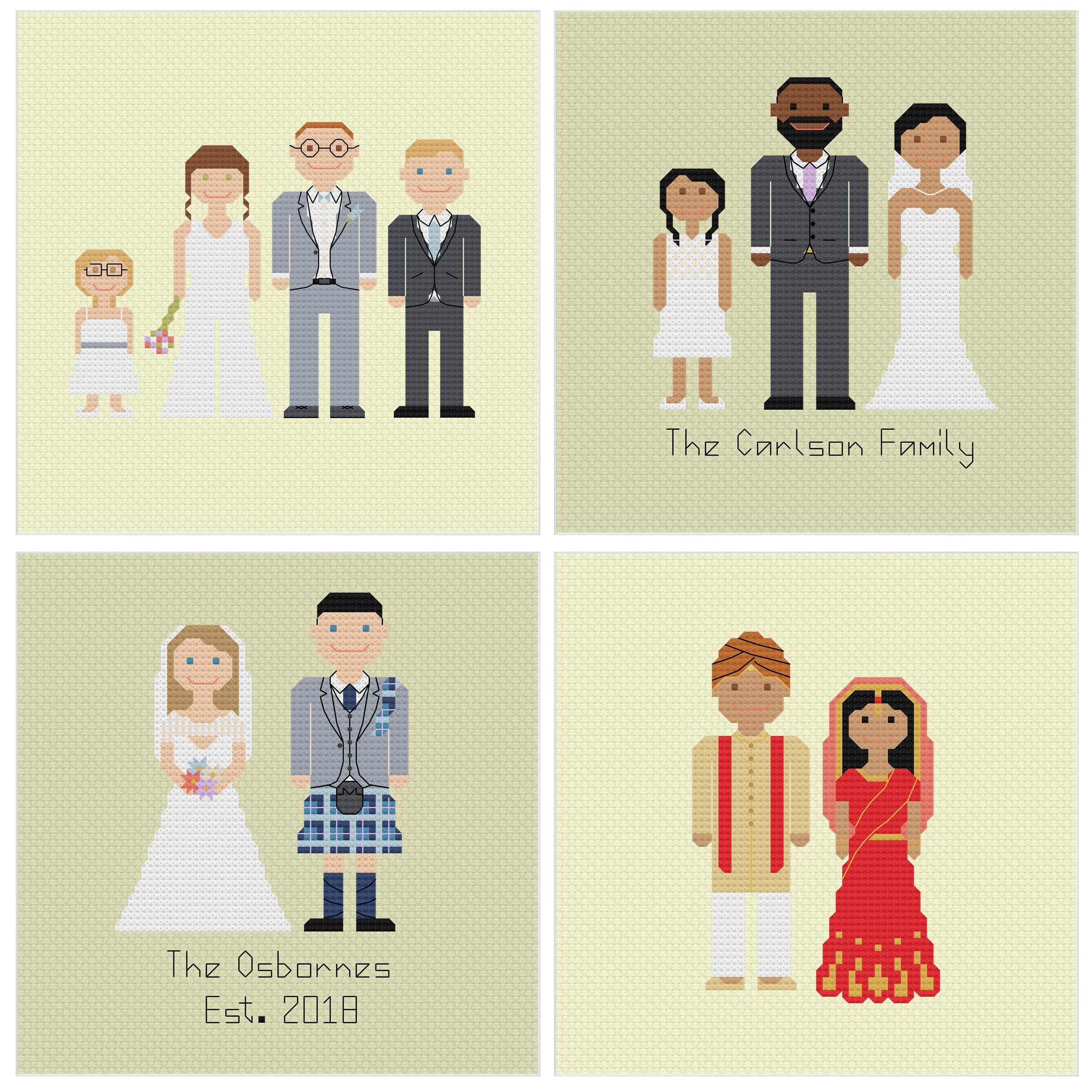 Melocharacters The Wedding Edition Custom People Cross Stitch Design