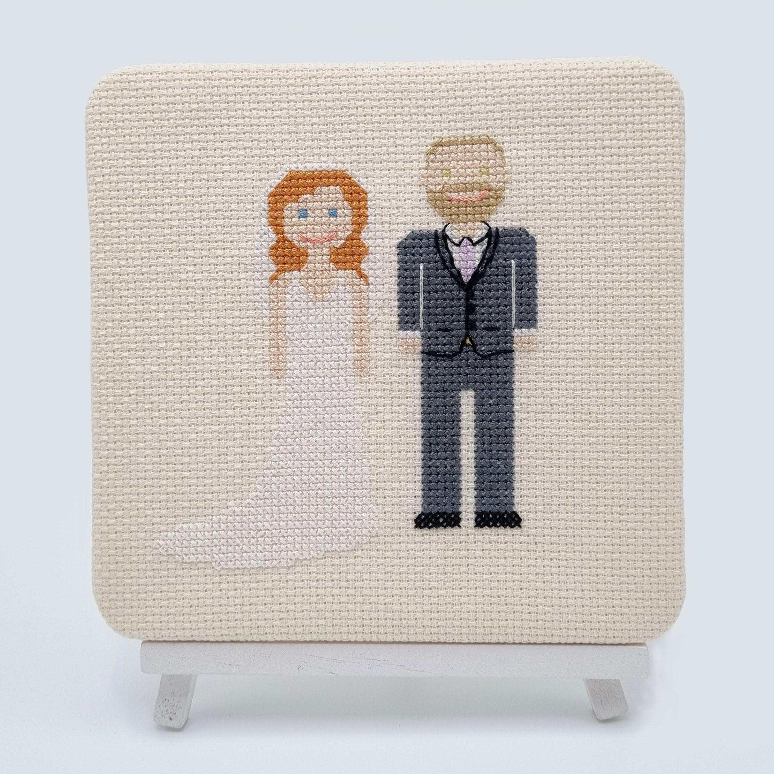 Melocharacters Wedding Cross Stitch Kit for Beginners Modern Couple Family Engagement Cotton Anniversary Embroidery Craft Sewing Kit for Adults 5
