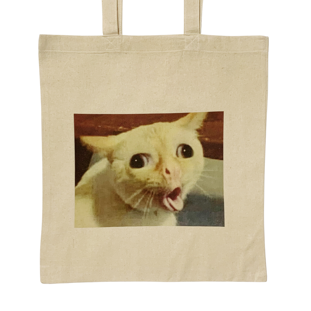 Cat Gagging Meme Tote Bag Funny Kitty Feline Bag Iconic Meme CREOATE