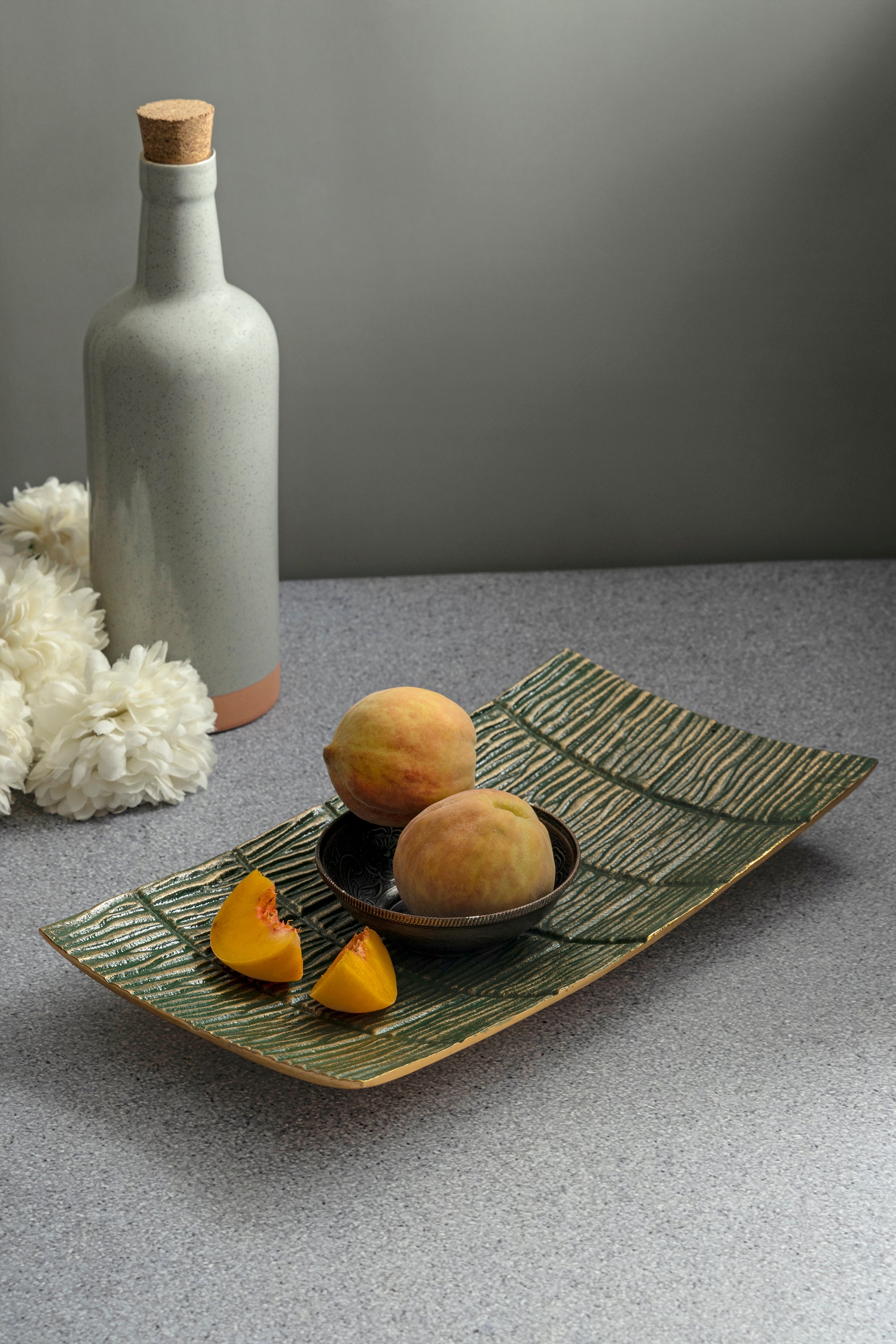 Turin Green Gold Decorative Platter 12" CREOATE