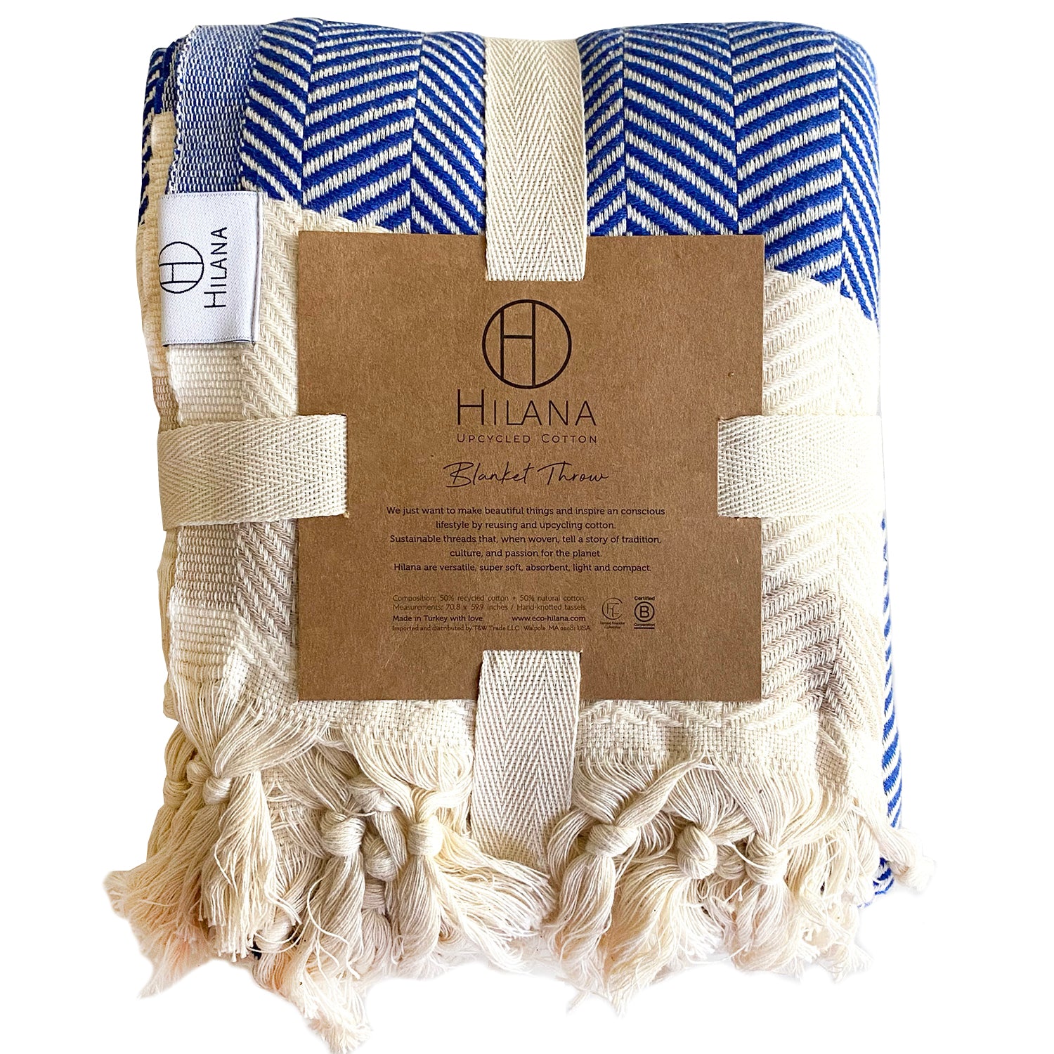 Pipa Sustainable Hand-loomed Throw Blanket - Blue 1 Pipa Sustainable Hand-loomed Throw Blanket - Blue