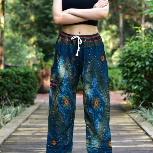 Bohotusk Teal Moonshine Print Womens Harem Pants Tie Waist S/M to 3XL