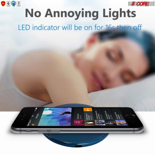 5 Core Wireless Charger (Pad), 15W Max Fast Charging, Compatible with QI Enabled Phones, AriPods and More, Anti-Skid, temperature control, surge, and short-circuit protection- CDKW01 MG 2PK