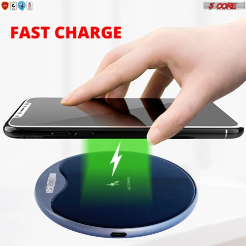5 Core Wireless Charger (Pad), 15W Max Fast Charging, Compatible with QI Enabled Phones, AriPods and More, Anti-Skid, temperature control, surge, and short-circuit protection- CDKW01 MG 2PK