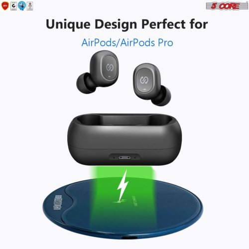 5 Core Wireless Charger (Pad), 15W Max Fast Charging, Compatible with QI Enabled Phones, AriPods and More, Anti-Skid, temperature control, surge, and short-circuit protection- CDKW01 MG 2PK