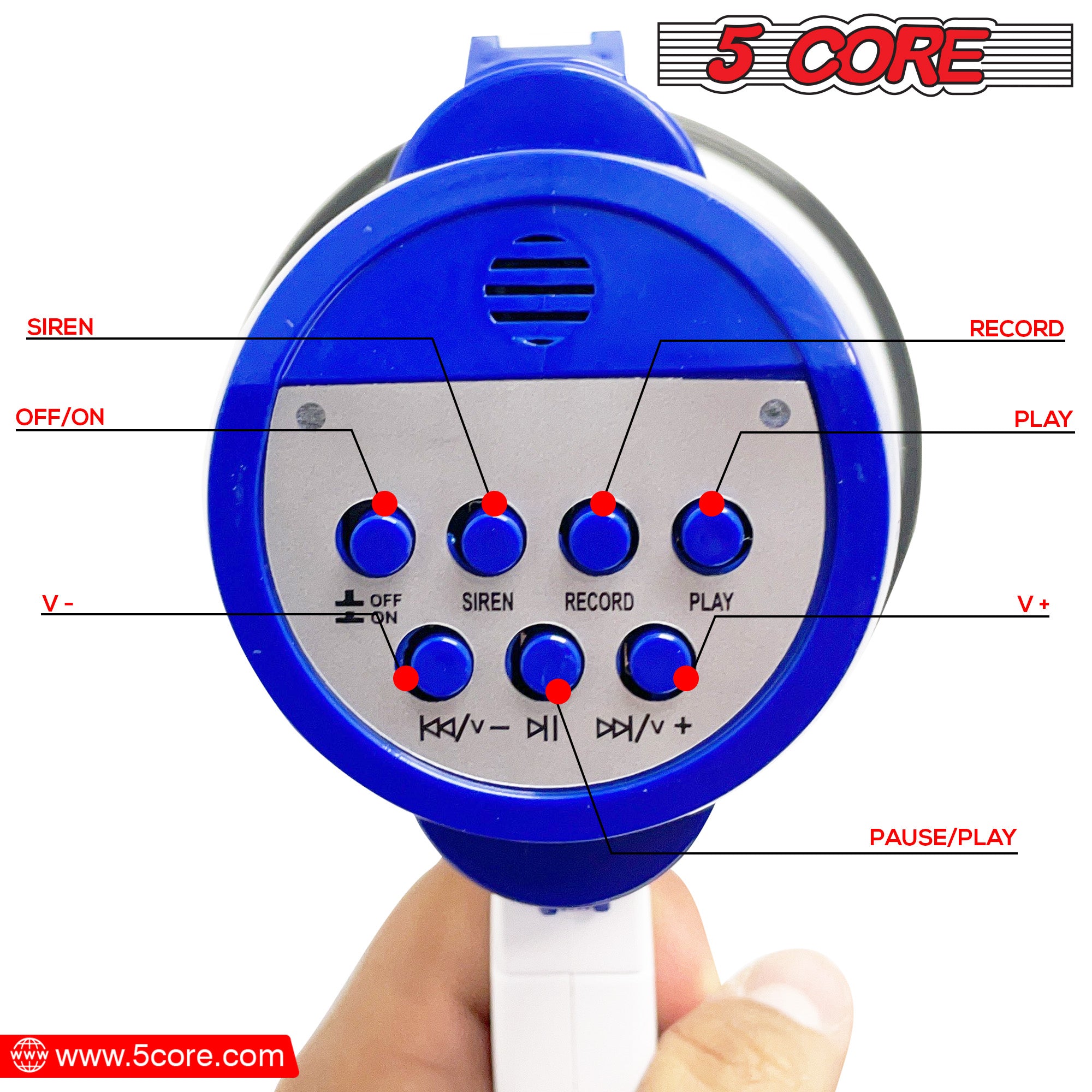 5Core Megaphone Bullhorn Voice Recording Siren Blow Horn Hand Held Loudhailer 8R 3 5Core Megaphone Bullhorn Voice Recording Siren Blow Horn Hand Held Loudhailer 8R