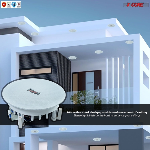 5 Core 6 Pieces 6.5 Inch Ceiling Speaker Wired Waterproof in Ceiling/in Wall Mounted CL 6.5-12 2W 6PCS