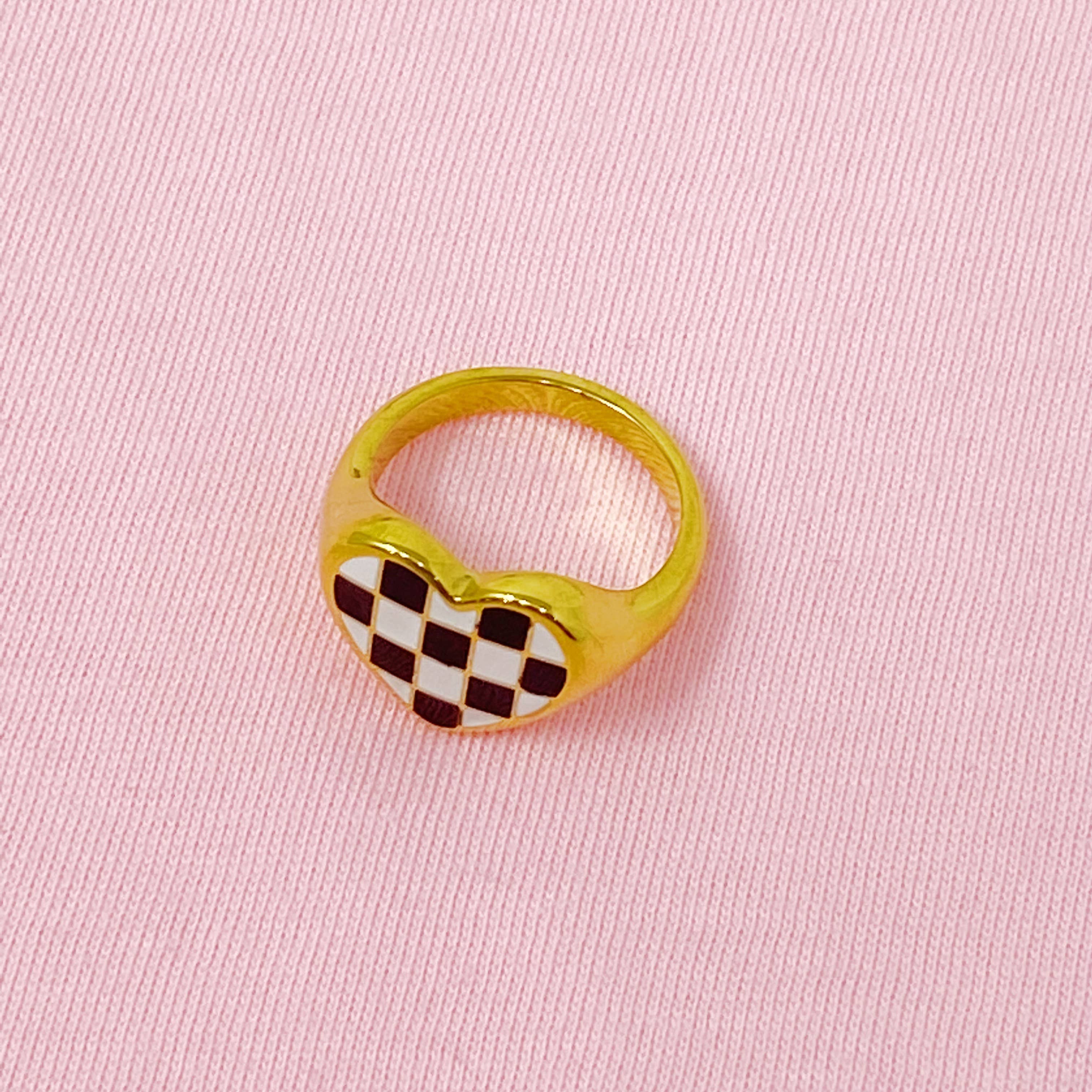Checkered Heart Signet Ring 2 Checkered Heart Signet Ring