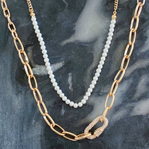 Classic Duo Layered Pearl Necklace Set