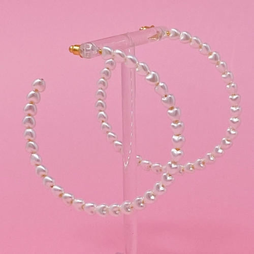 Heart Pearl Hoop Earrings