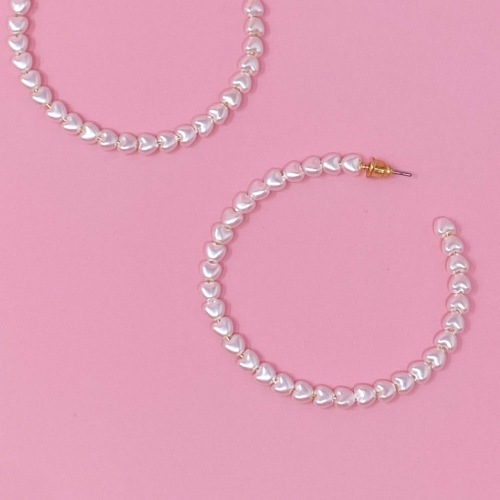 Heart Pearl Hoop Earrings