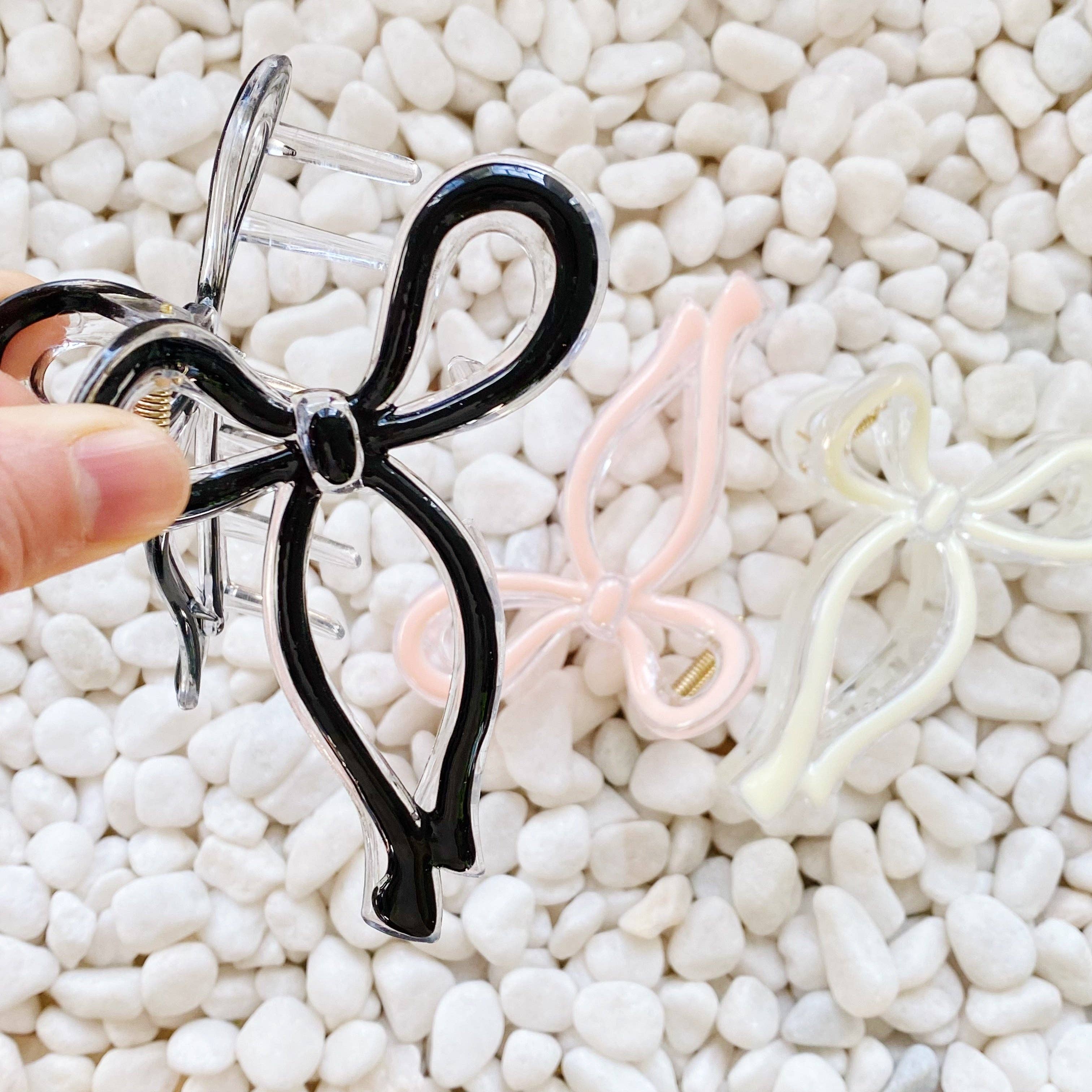 Annie Bow Hair Claw Set Of 3, Pink 4 Annie Bow Hair Claw Set Of 3, Pink