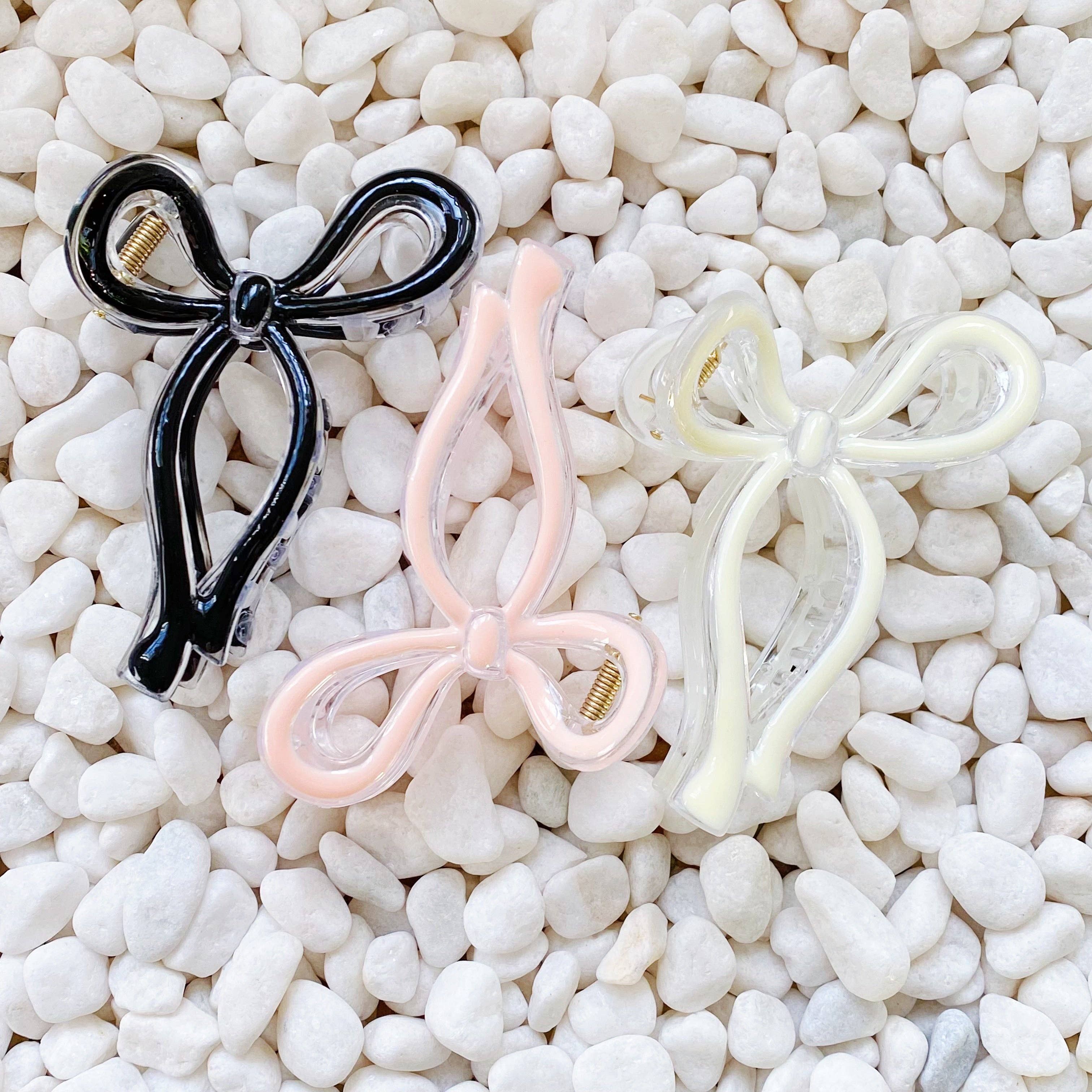 Annie Bow Hair Claw Set Of 3, Pink 5 Annie Bow Hair Claw Set Of 3, Pink