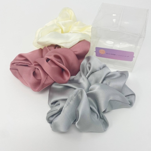 Soft And Full Satin Scrunch Set Of 3, Sweet Dream