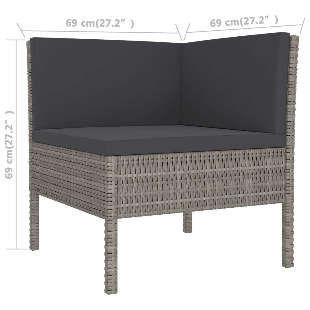 3 Piece Garden Lounge Set with Cushions Poly Rattan Gray 6 3 Piece Garden Lounge Set with Cushions Poly Rattan Gray
