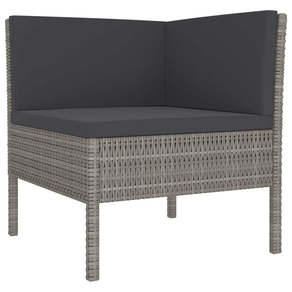 3 Piece Garden Lounge Set with Cushions Poly Rattan Gray 3 3 Piece Garden Lounge Set with Cushions Poly Rattan Gray