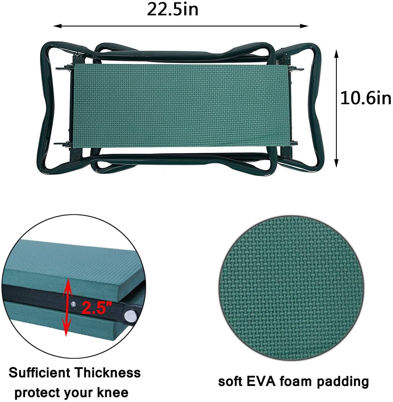 Bosonshop Garden Kneeler & Seat Folding Multi-Functional Steel Garden Stool with Tool Bag EVA Kneeling Pad 2 Bosonshop Garden Kneeler & Seat Folding Multi-Functional Steel Garden Stool with Tool Bag EVA Kneeling Pad