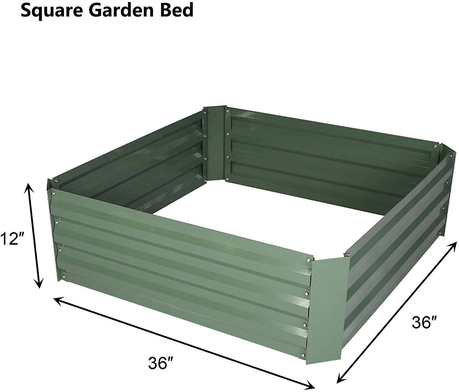 Bosonshop Raised Garden Bed Steel Planter Box Galvanized Anti-Rust Coating Planting Vegetables Herbs and Flowers for Outdoor, Square 4 Bosonshop Raised Garden Bed Steel Planter Box Galvanized Anti-Rust Coating Planting Vegetables Herbs and Flowers for Outdoor, Square