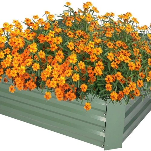 Bosonshop Raised Garden Bed Steel Planter Box Galvanized Anti-Rust Coating Planting Vegetables Herbs and Flowers for Outdoor, Square