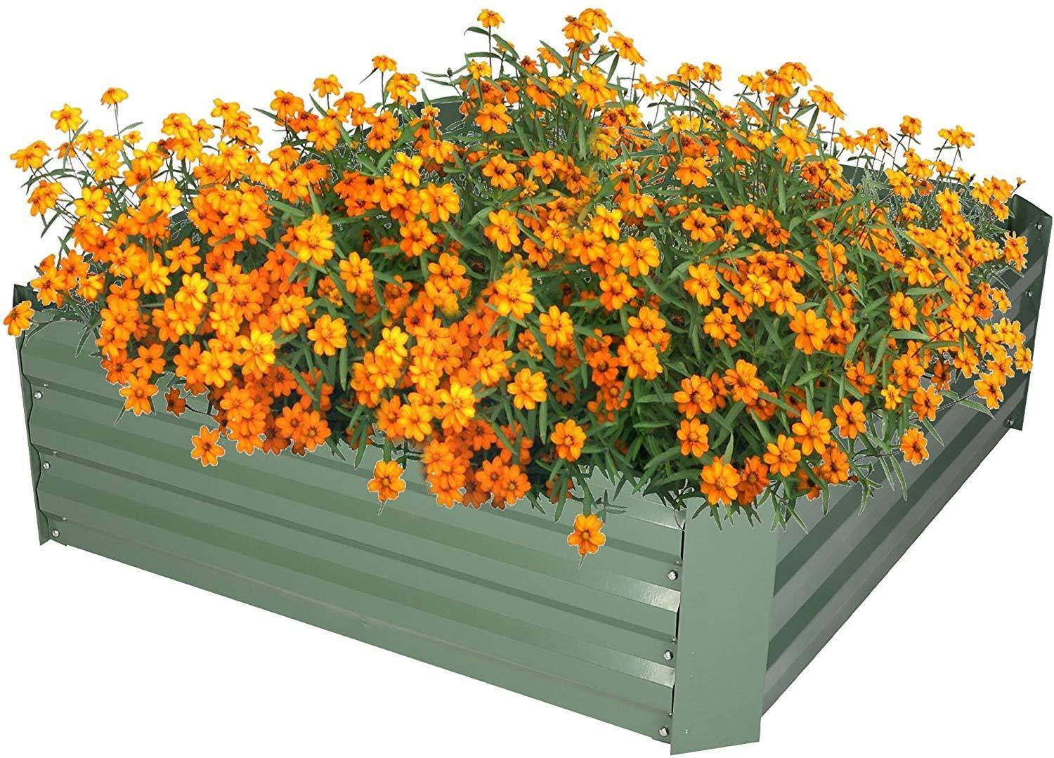 Bosonshop Raised Garden Bed Steel Planter Box Galvanized Anti-Rust Coating Planting Vegetables Herbs and Flowers for Outdoor, Square 1 Bosonshop Raised Garden Bed Steel Planter Box Galvanized Anti-Rust Coating Planting Vegetables Herbs and Flowers for Outdoor, Square