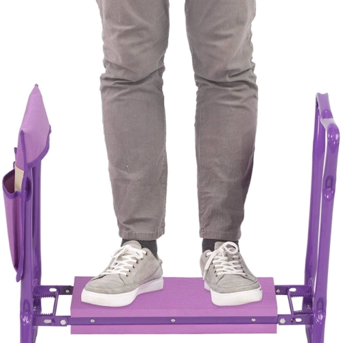 Bosonshop Garden Kneeler and Seat Folding Kneeling Bench Stool with Tool Pouches Soft EVA Foam for Gardening, Purple