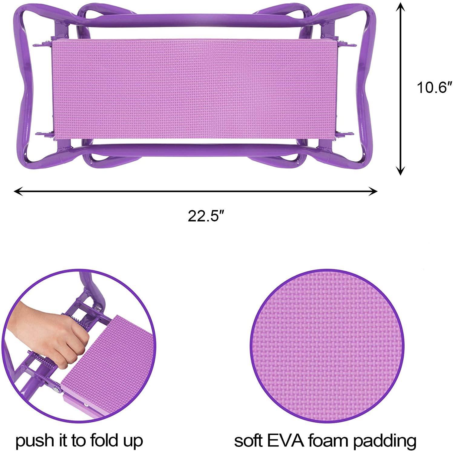 Bosonshop Garden Kneeler and Seat Folding Kneeling Bench Stool with Tool Pouches Soft EVA Foam for Gardening, Purple 5 Bosonshop Garden Kneeler and Seat Folding Kneeling Bench Stool with Tool Pouches Soft EVA Foam for Gardening, Purple