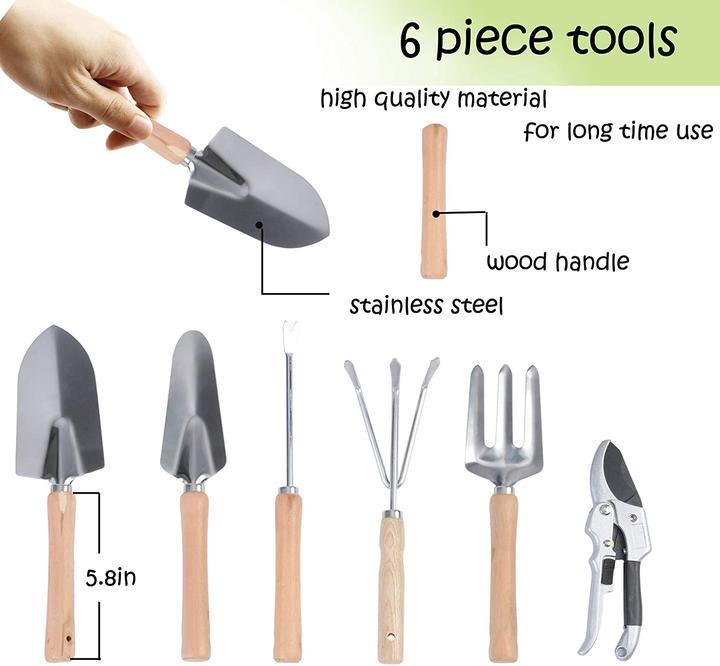 Bosonshop 9 PCS Garden Tools Set Ergonomic Wooden Handle Sturdy Stool with Detachable Tool Kit Perfect for Different Kinds of Gardening 5 Bosonshop 9 PCS Garden Tools Set Ergonomic Wooden Handle Sturdy Stool with Detachable Tool Kit Perfect for Different Kinds of Gardening