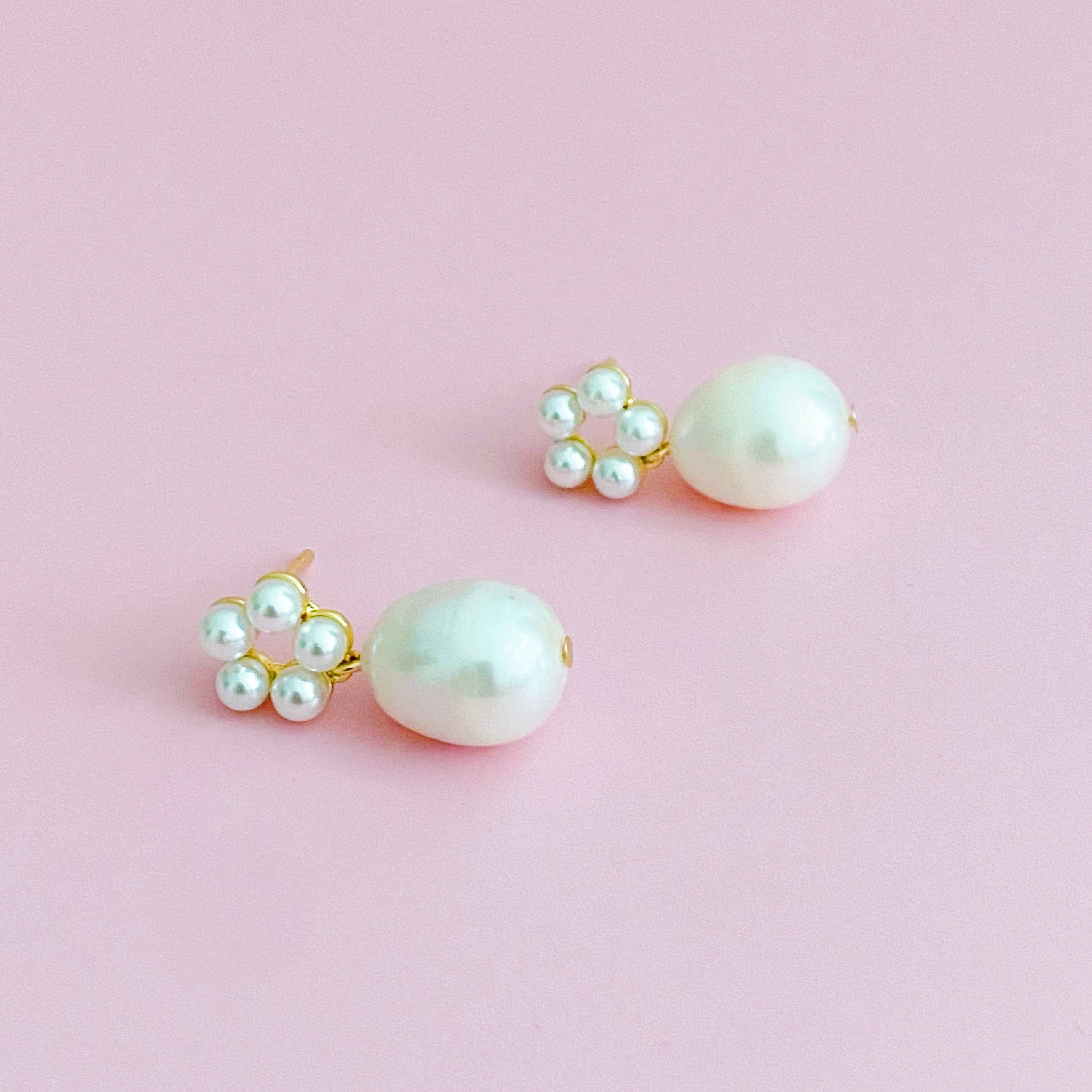 Blooming Freshwater Pearl Drop Earrings 2 Blooming Freshwater Pearl Drop Earrings