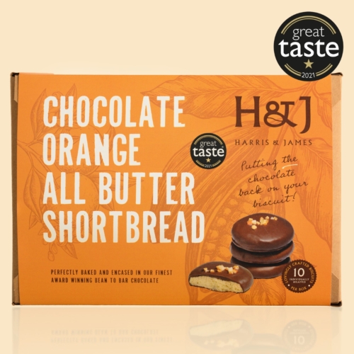 H&J Chocolate Orange All Butter Shortbread Biscuits, Case Of - 8