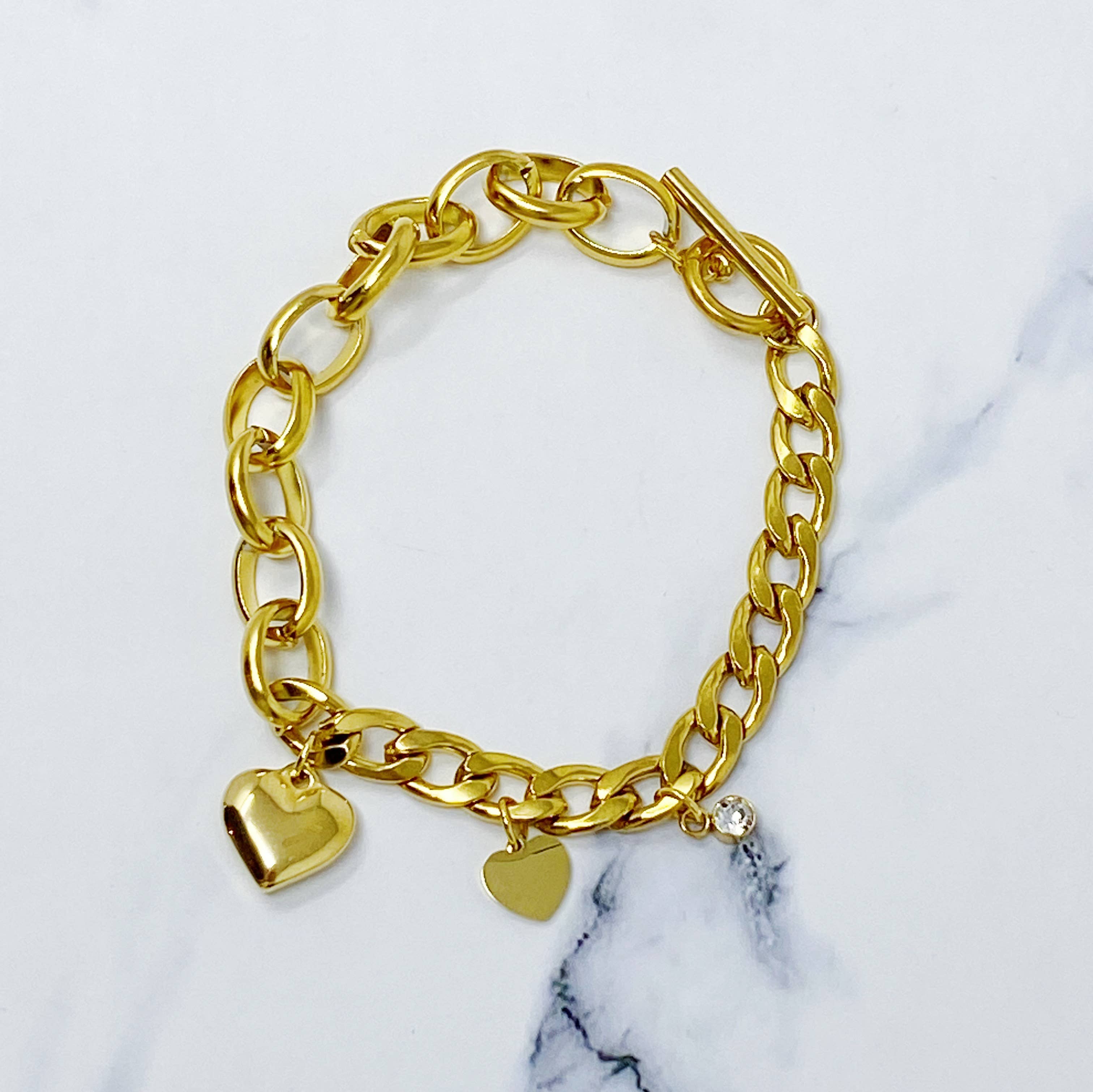 Duo Chain Charm Heart Bracelet 2 Duo Chain Charm Heart Bracelet