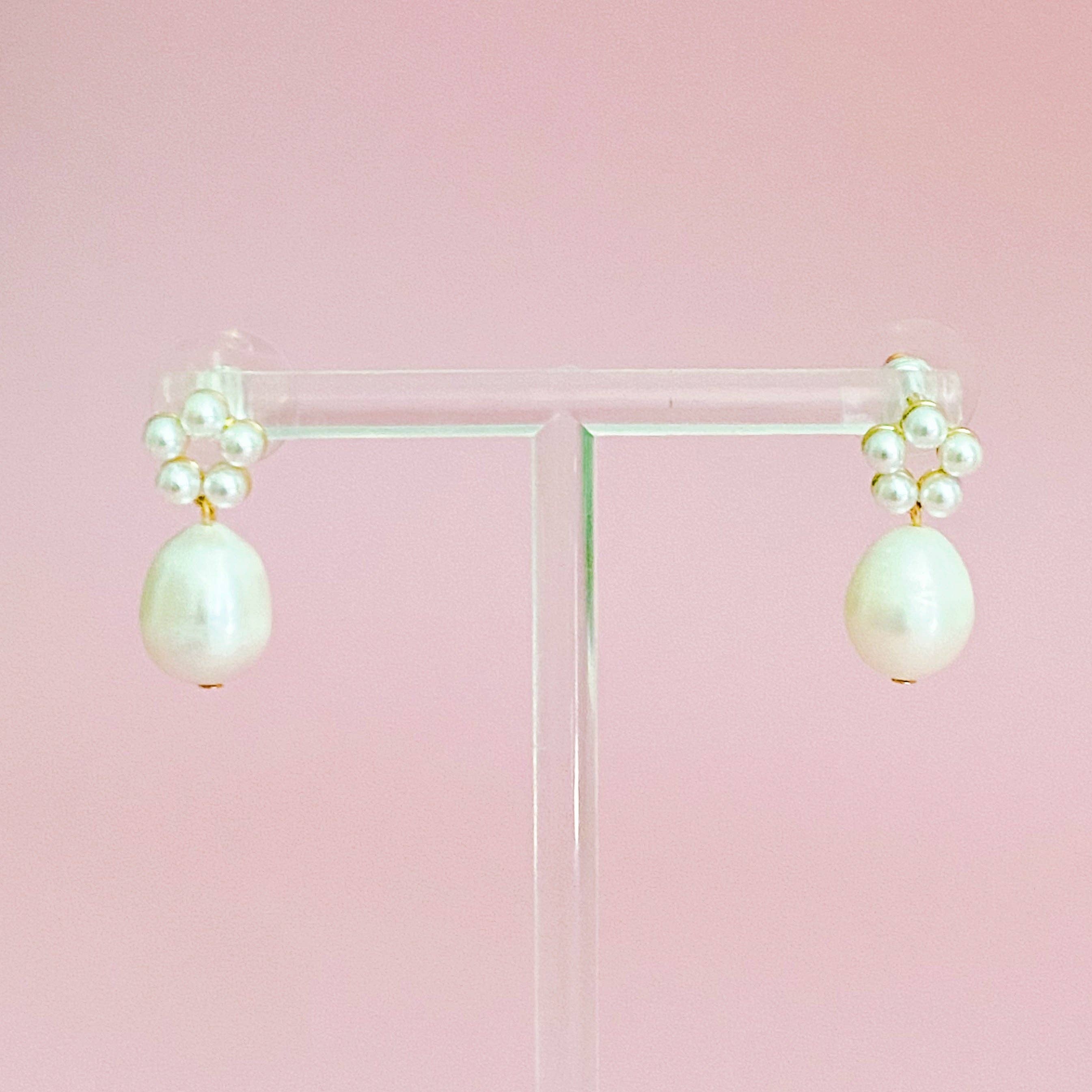 Blooming Freshwater Pearl Drop Earrings 3 Blooming Freshwater Pearl Drop Earrings