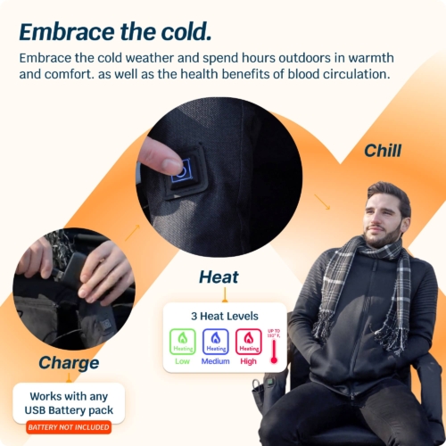 Alpcour Reclining Heated Stadium Seat with Armrests, Orange - Extra-Wide