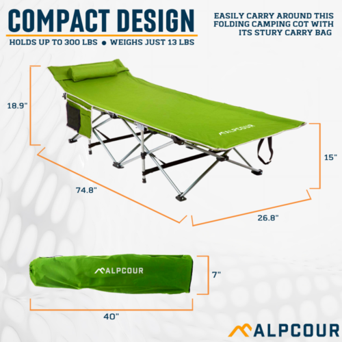Alpcour Folding Camping Cot - Large, Royal Blue