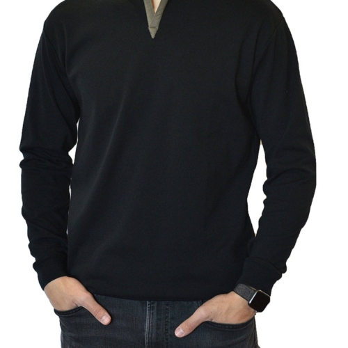 Long Sleeve Henley Slit Collar