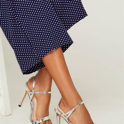 Strappy High Heeled Sandal Silver