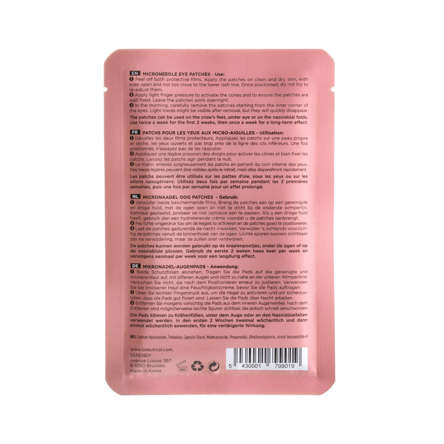 BEAUTICAL Microneedle Eye Patches_packshot back BEAUTICAL Microneedle Eye Patches_packshot back