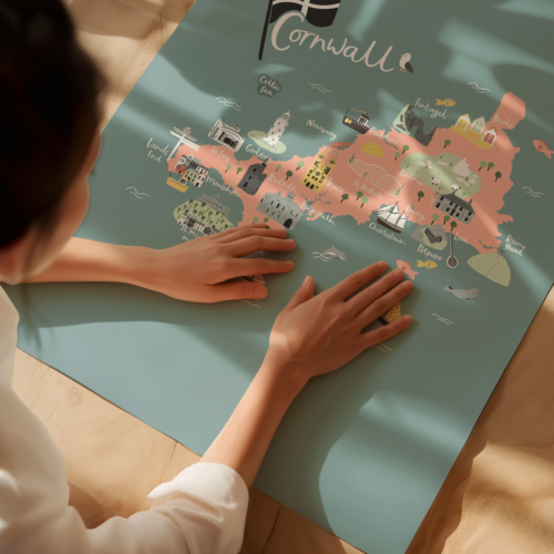 Illustrated map of Cornwall print