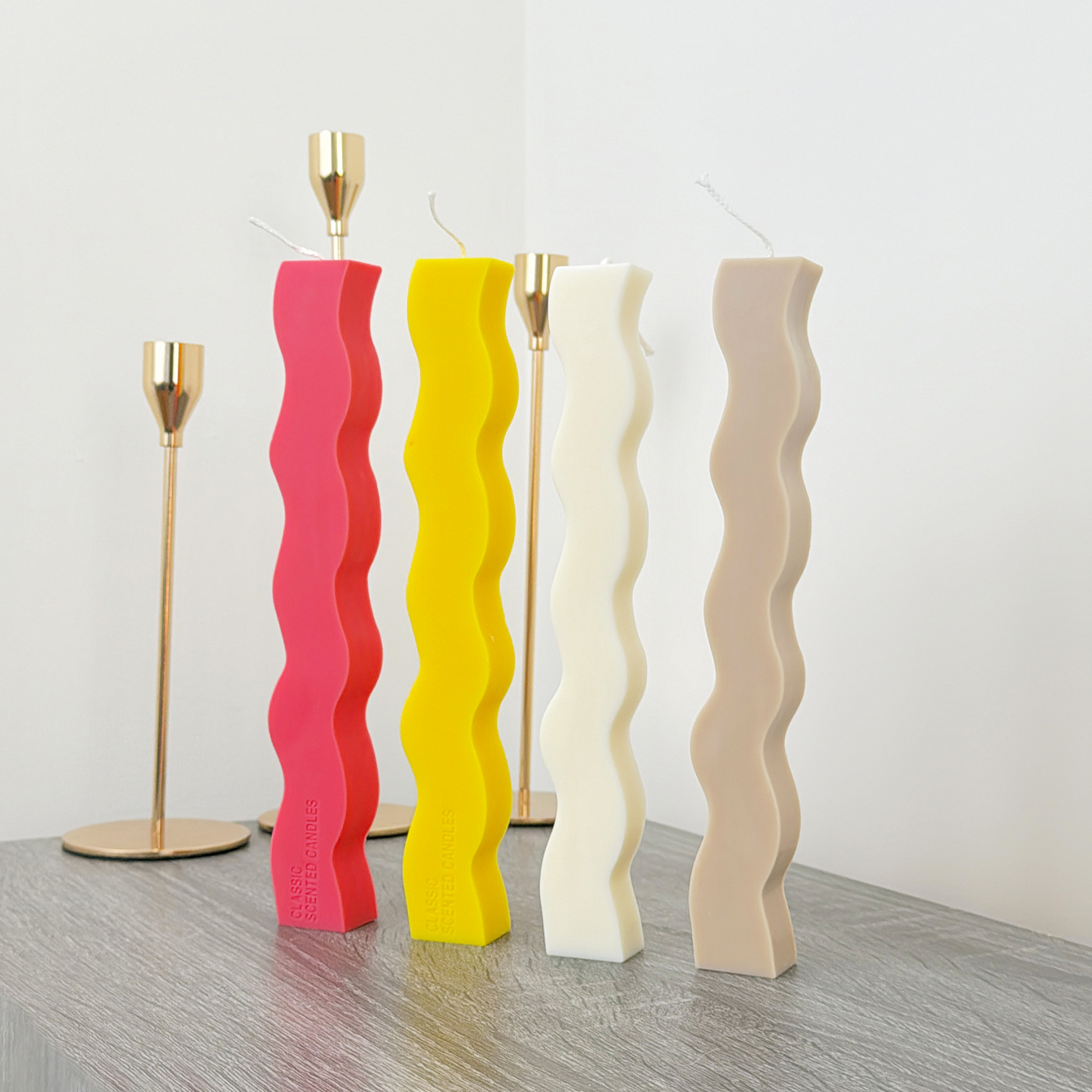 curvy-wavy- twisty-twisted-candle-wavy-candle-curvy-tall-candle-pastel-colour-candles (1) Colourful wavy pillar candle with a geometric design, perfect dinner table candles!