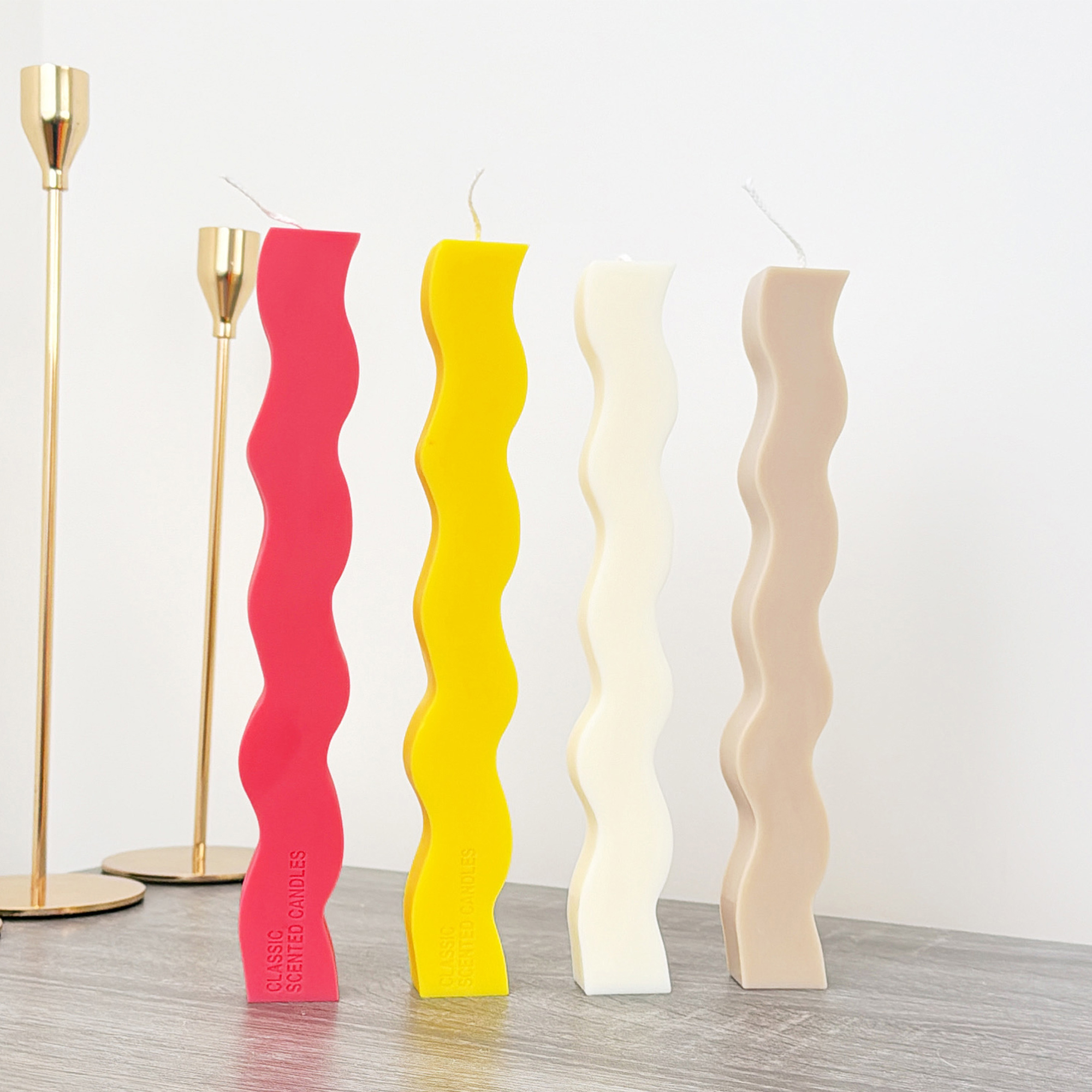 curvy-wavy- twisty-twisted-candle-wavy-candle-curvy-tall-candle-pastel-colour-candles (8) Colourful wavy pillar candle with a geometric design, perfect dinner table candles!