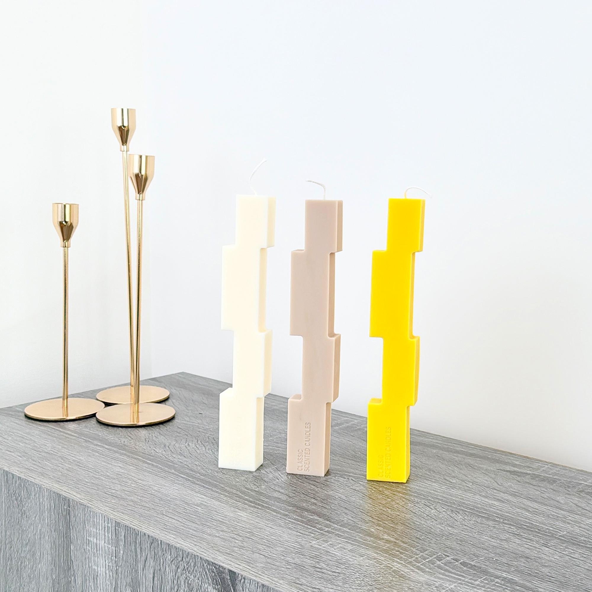 colourful-block-candles-geometric-pillar-candle-minimalist-home-decor-dinner-table-candles (4) Our block pillar candles are perfect home decor candles for mantelpieces, shelves and dinner tables. These colourful geometric pillar candles are ideal for using as dinner table candles.