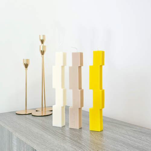 Our block pillar candles are perfect home decor candles for mantelpieces, shelves and dinner tables. These colourful geometric pillar candles are ideal for using as dinner table candles.