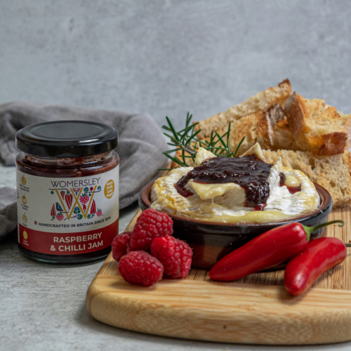 Raspberry and Chilli Jam with food.