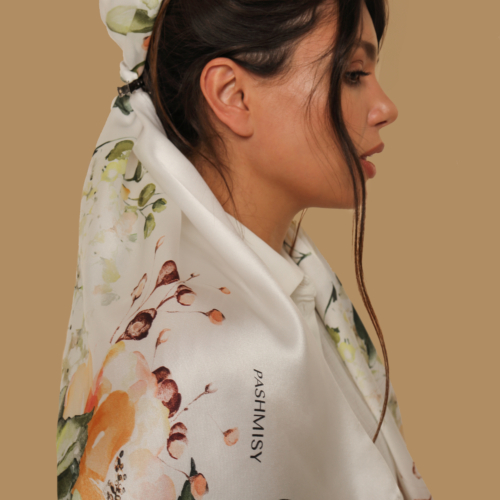 Bride's Roses Long Silk Scarf